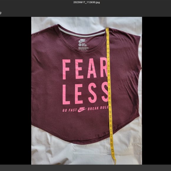 Nike Women's Fear Less Loose Fit Tee, Size L, Maroon Burgundy - Picture 8 of 14